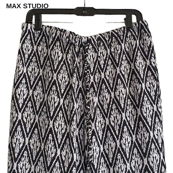 MAX STUDIO NEW Bohemian Drawstring Flowing Wide Leg Pant M - Picture 2 of 11